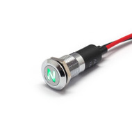 Alpinetech PL12MS 12mm 1/2" 12V LED Metal  Indicator Dash Instrument Panel Light with Symbol  (Neutral)