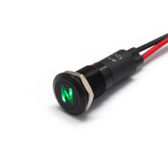 Alpinetech Black Bezel PLB12MS 12mm 1/2" 12V LED Metal  Indicator Dash Instrument Panel Light with Symbol  (Neutral)