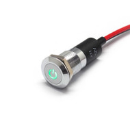 Alpinetech PL12MS 12mm 1/2" 12V LED Metal  Indicator Dash Instrument Panel Light with Symbol  (Power)