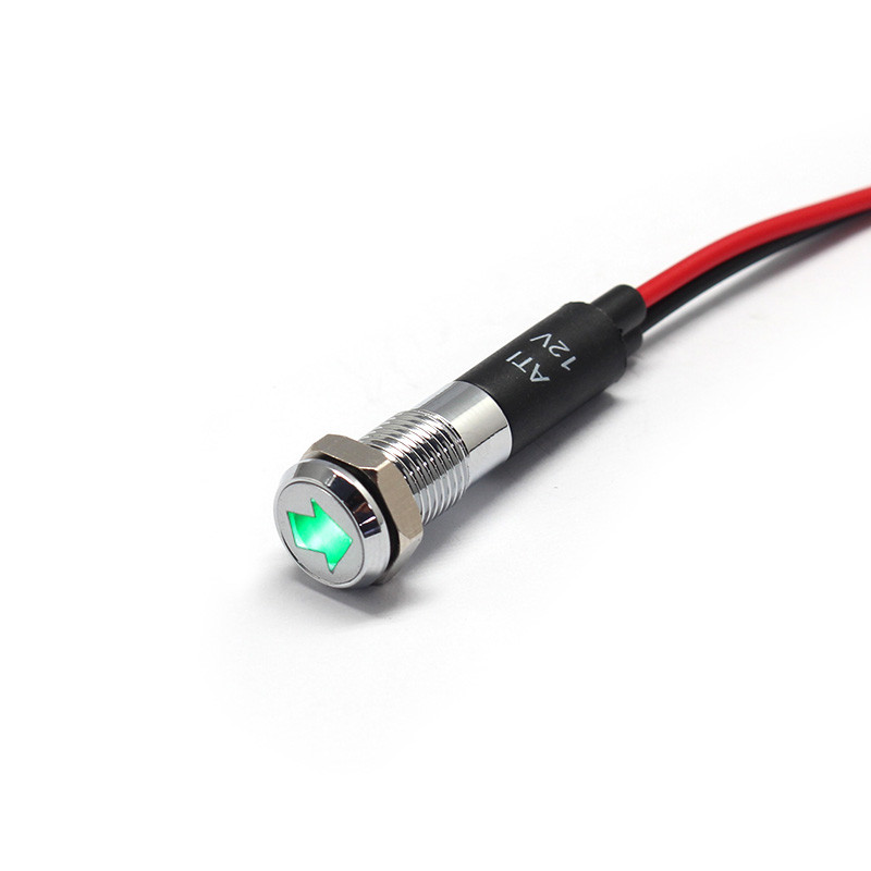 PL8MS 8mm 5/16" 12V LED Metal Indicator Dash Instrument Panel Light with Symbol (Turn