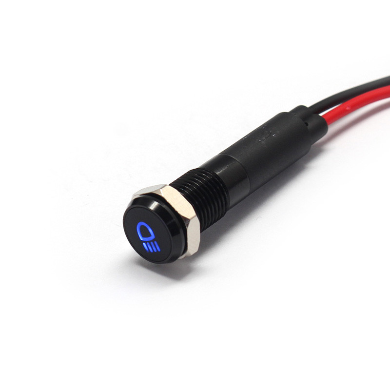 Alpinetech PLB8MS 8mm 5//16 12V LED Metal Signal Indicator Pilot Dash Light Black Bezel with Symbols Battery Warning