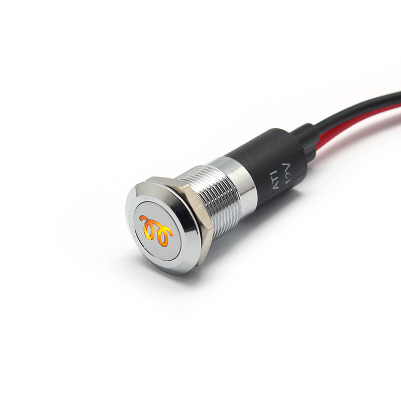 PL12MS 12mm 1/2" 12V LED Metal Indicator Dash Instrument