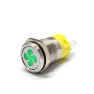 Alpinetech 16mm 5/8" LED Pushbutton Switch with Symbol (Fan)