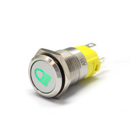 Alpinetech 16mm 5/8" LED Pushbutton Switch with Symbol (Headlight)