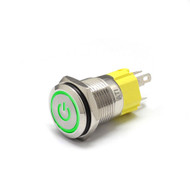 Alpinetech 16mm 5/8" LED Pushbutton Switch with Symbol (Power)