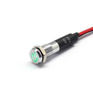 Alpinetech PL8MS 8mm 5/16" 12V LED Metal  Indicator Dash Instrument Panel Light with Symbol  (Power)