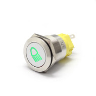 Alpinetech 19mm 3/4" LED Pushbutton Switch with Symbol (Headlight)