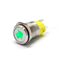 Alpinetech 19mm 3/4" LED Pushbutton Switch with Symbol (Turn Signal)