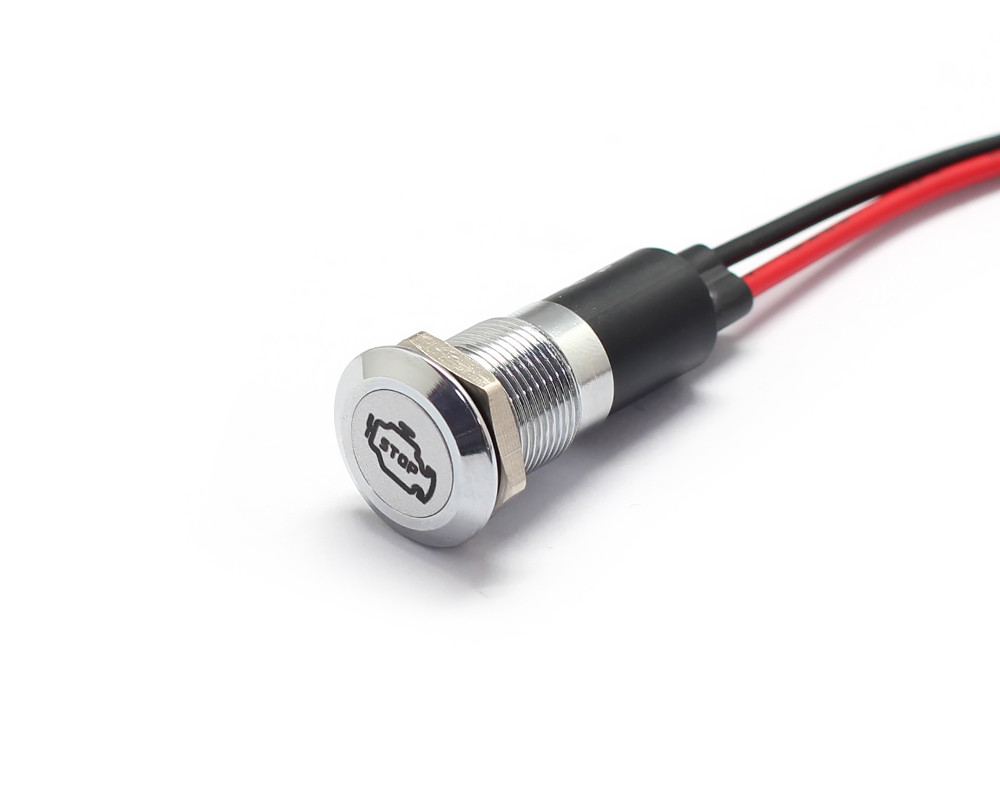 PL12MS 12mm 1/2" 12V LED Metal Indicator Dash Instrument