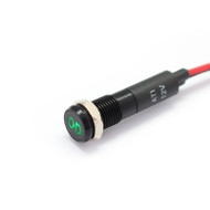 Alpinetech Black Bezel PLB8MS 8mm 5/16" 12V LED Metal  Indicator Dash Instrument Panel Light with Symbol  (Over Drive)