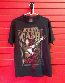 Johnny Cash Red Hot and Blue Guitar T-Shirt