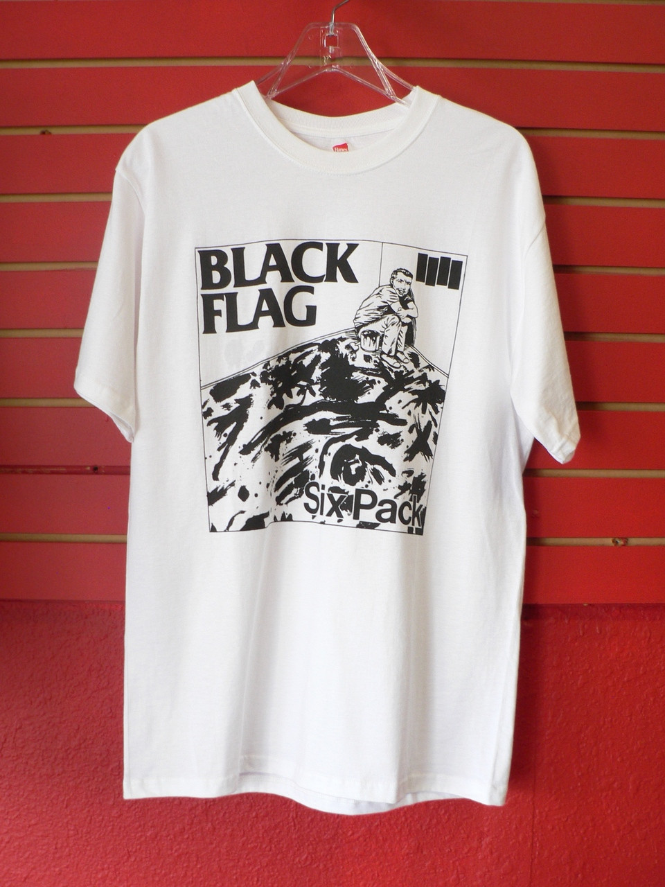 Black Flag Six Pack Single Cover Pack White T-Shirt