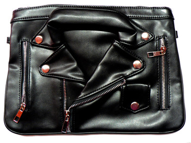 Ladies Leather Motorcycle Jacket Clutch Purse