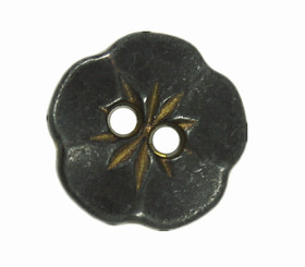 Dark Gunmetal Flower Metal Hole Buttons - 13mm - 1/2 inch