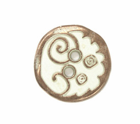 Swirl and Circles Copper White Metal Hole Buttons - 10mm - 3/8 inch