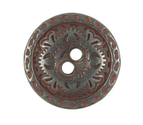 Flower Engraving Gunmetal Dull Red Metal Hole Buttons - 15mm - 5/8 inch