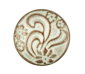 Ribbon Art Flower Copper White Patina Metal Shank Buttons - 18mm - 11/16 inch
