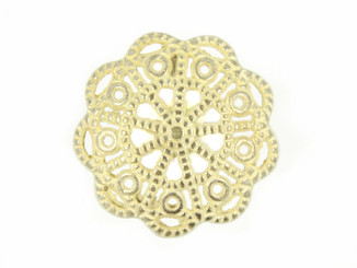 Light Gold Openwork Floral Domed Metal Shank Buttons - 20mm - 3/4 inch