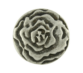 Peony Bloom Antique Silver Metal Shank Buttons - 20mm - 3/4 inch