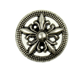 Fleur-De-Lis Star Metal Shank Buttons in Retro Silver Color - 11mm - 7/16 inch