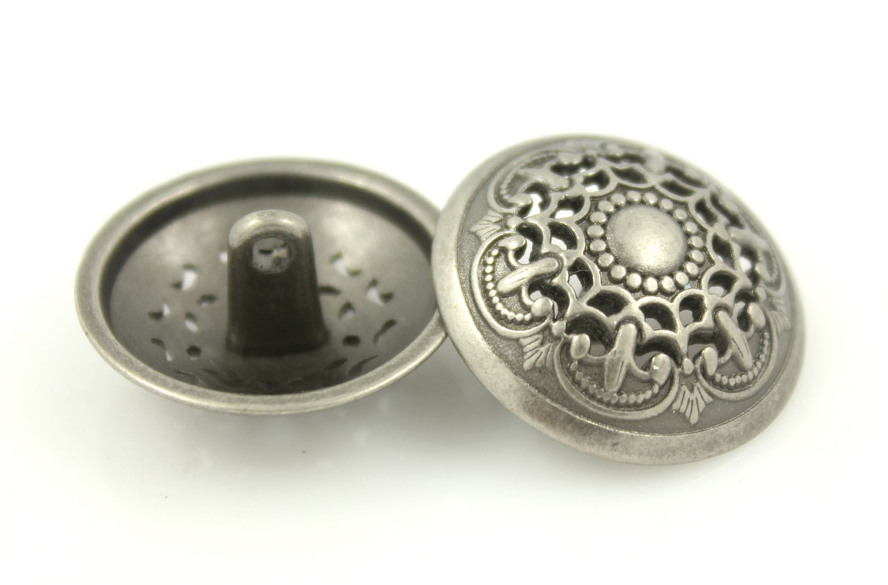 8p/28-k1 5 vintage metal nickel silver big round shank retro buttons