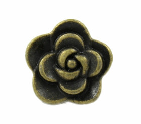 Antique Brass Rose Metal Shank Buttons - 8mm - 5/16 inch