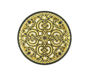 Gunmetal Yellow Openwork Flowery Engraving Metal Shank Buttons - 23mm - 7/8 inch