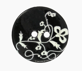 Flower Vine Pattern Black Shell Buttons - 17mm - 11/16 inch