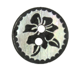 Bauhinia Pattern Black Shell Buttons - 12mm - 1/2 inch
