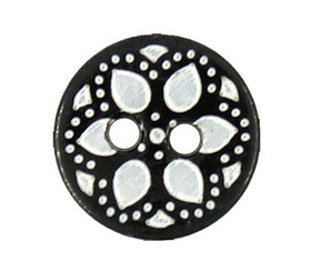 Flower Mandala Pattern Black Shell Buttons - 10mm - 3/8 inch