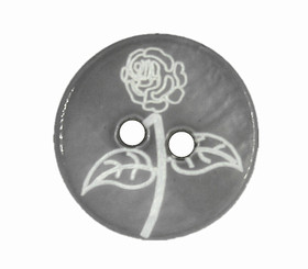 Rose Carving Gray Shell Buttons - 15mm - 5/8 inch