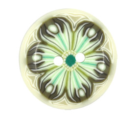 Big Light Green Flower Pattern Polymer Clay Buttons - 22mm - 7/8 inch