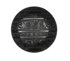 Flower Totem Pattern Translucent Black Polyester Shank Buttons - 18mm - 11/16 inch