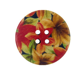 Exuberant Flowers Wooden Buttons - 30mm - 1 3/16 inch