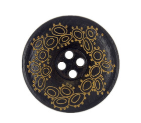 Floral Pattern Funnel-Shaped Dark Brown Wooden Buttons - 25mm - 1 inch