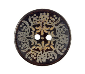 Floral Concave Brown Wooden Buttons - 28mm - 1 1/8 inch