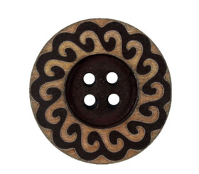 Flower Edge Brown Wooden Buttons - 23mm - 7/8 inch