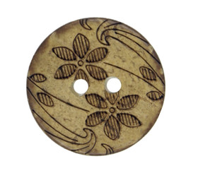 Tawny-Day-Lily Pattern Coconut Buttons - 18mm - 11/16 inch