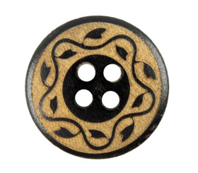 Rose Wreath Black Wooden Buttons - 18mm - 11/16 inch