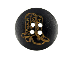 High Heeled Boots Black Wooden Buttons - 20mm - 3/4 inch