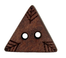 Carving Leaves Triangle Brown Wooden Buttons - 15mm - 5/8 inch