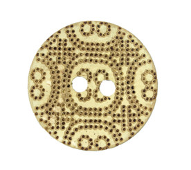 Engraving Bohemia Flowery Dots Coconut Buttons - 35mm - 1 3/8 inch