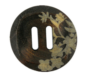 Asymmetrical Flower Carving Brown Wooden Buttons - 33mm - 1 5/16 inch
