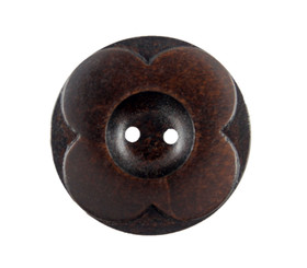 Embossed Flower Dark Brown Wooden Buttons - 30mm - 1 3/16 inch