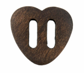 Heart Brown Wooden Buttons - 25mm - 1 inch