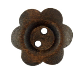 Six Petals Flower Brown Wooden Buttons - 28mm - 1 1/8 inch