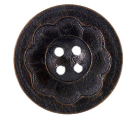 Intaglio Carving Flower Dark Brown Wooden Buttons - 30mm - 1 3/16 inch