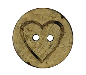 Heart Carving Wooden Buttons - 19mm - 3/4 inch
