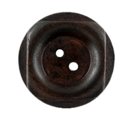 Square and Round Cascading Recessed Center Dark Brown Wooden Buttons - 25.5mm - 1 inch