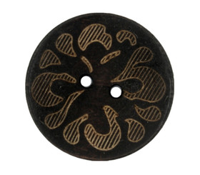 Splashing Water Pattern Dark Brown Wooden Buttons - 30mm - 1 3/16 inch